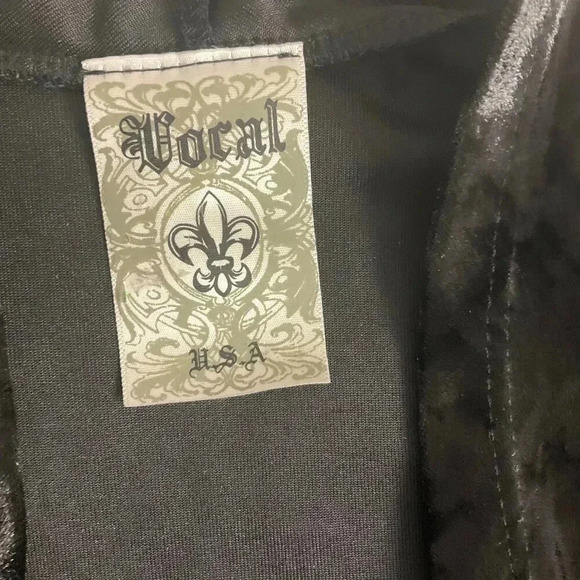 Vocal Black Velour Lace Open Cardigan Womens Size Medium - Picture 2 of 5